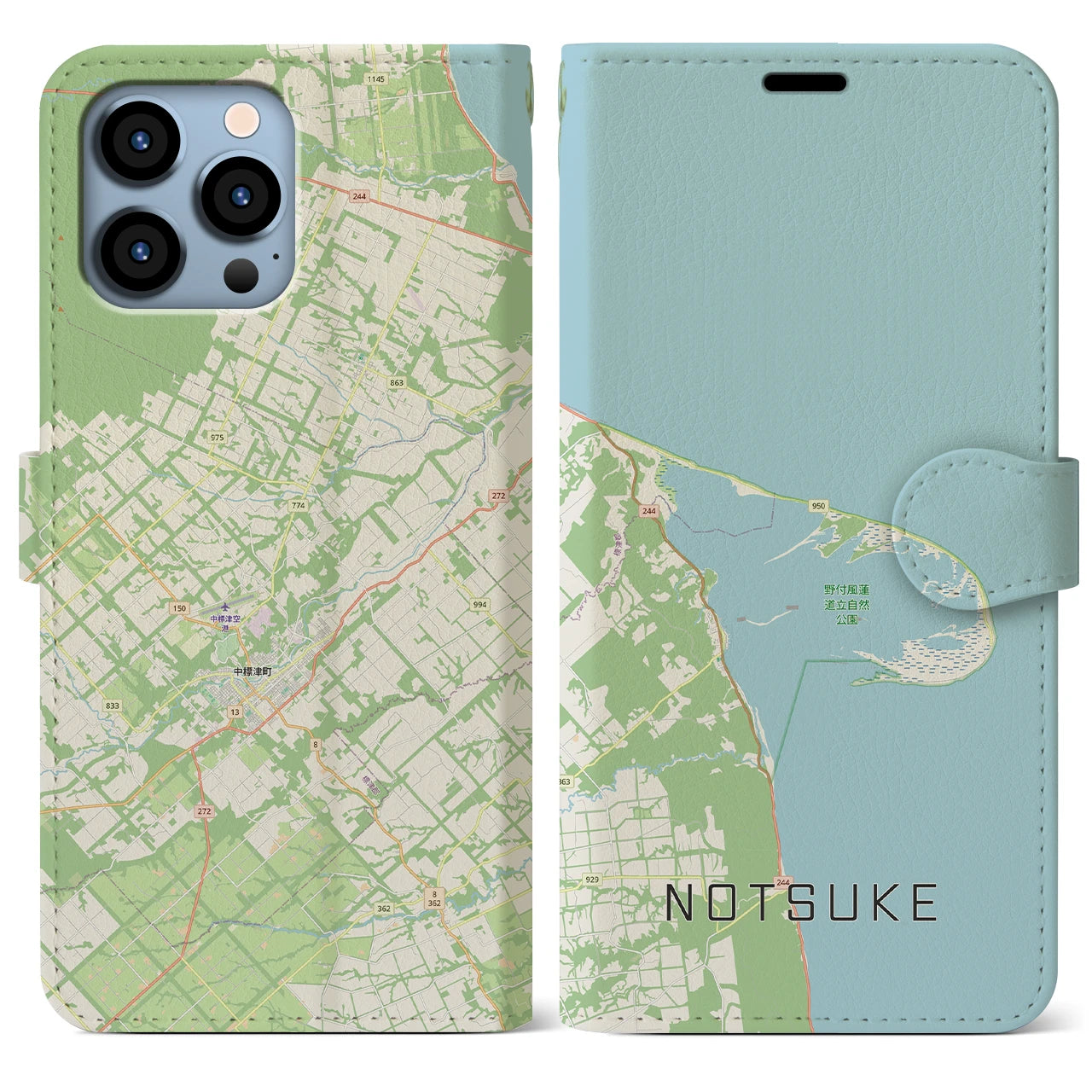 【野付（北海道）】地図柄iPhoneケース（手帳タイプ）