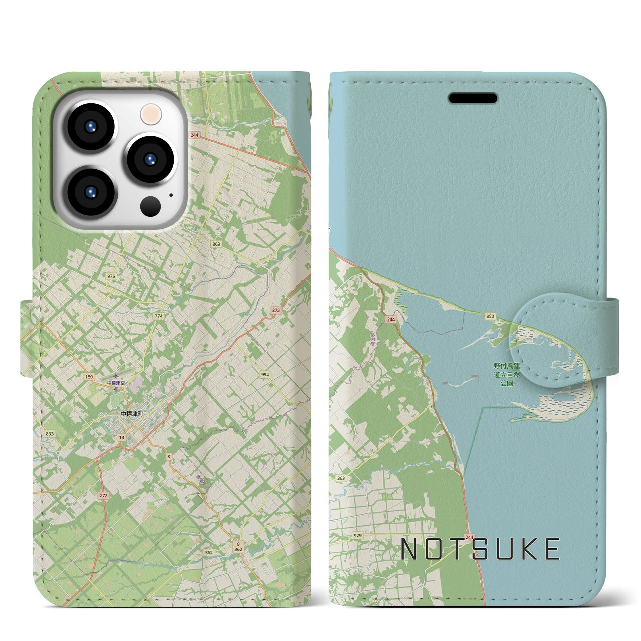 【野付（北海道）】地図柄iPhoneケース（手帳タイプ）