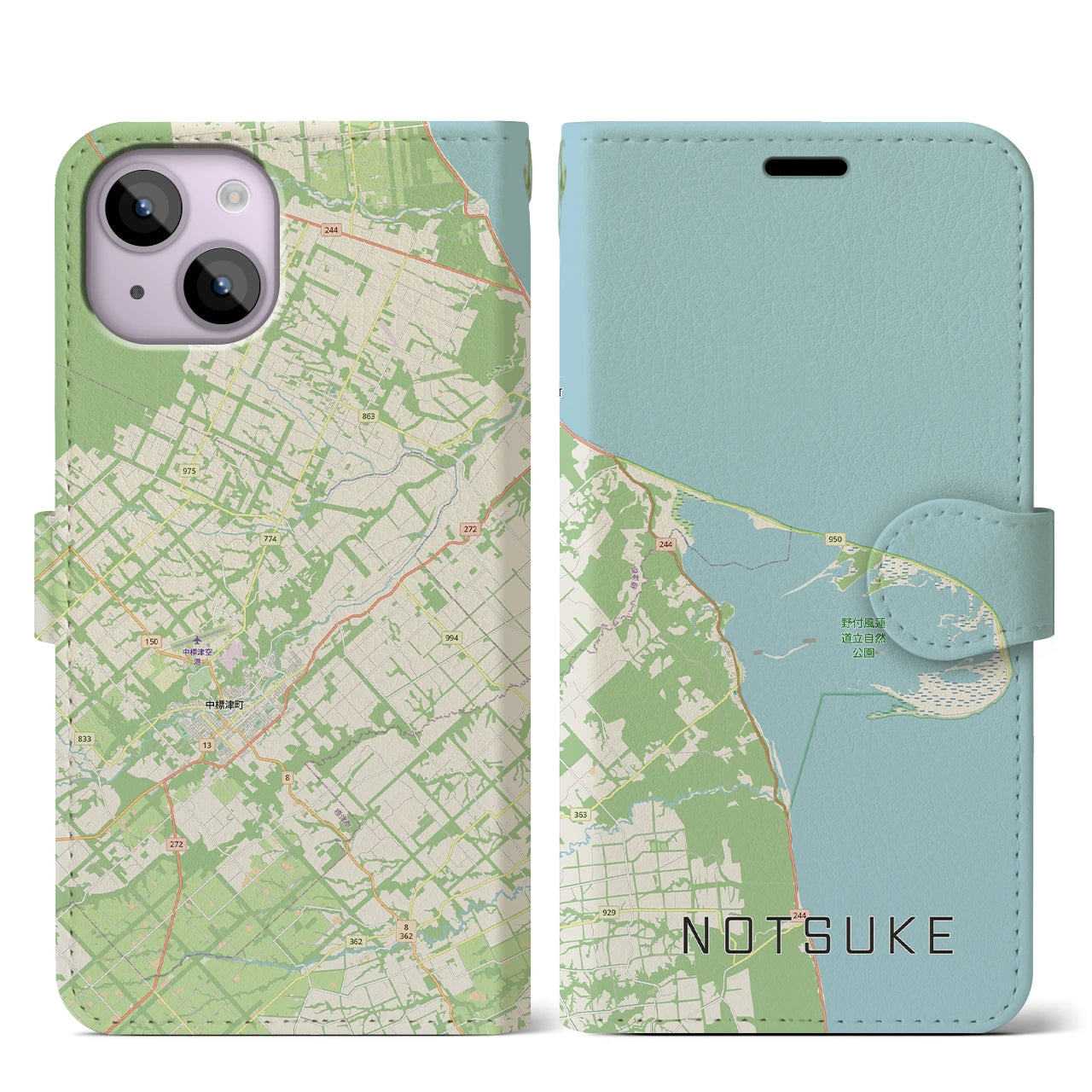 【野付（北海道）】地図柄iPhoneケース（手帳タイプ）