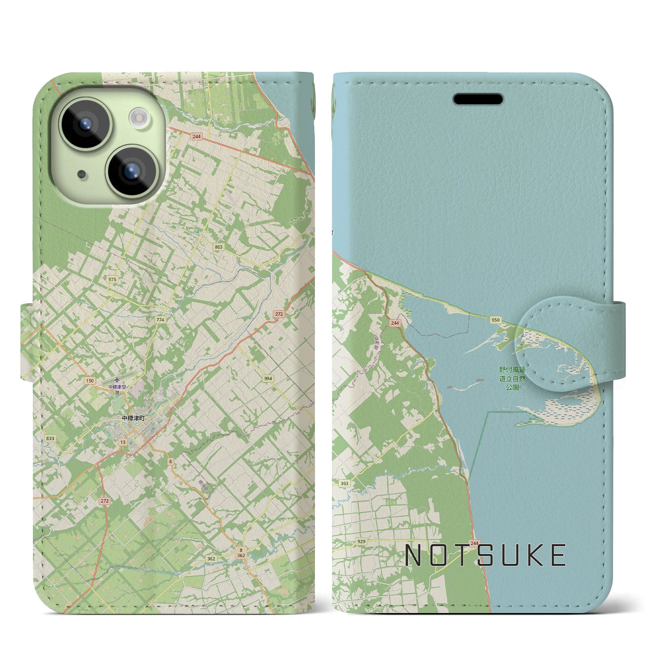 【野付（北海道）】地図柄iPhoneケース（手帳タイプ）