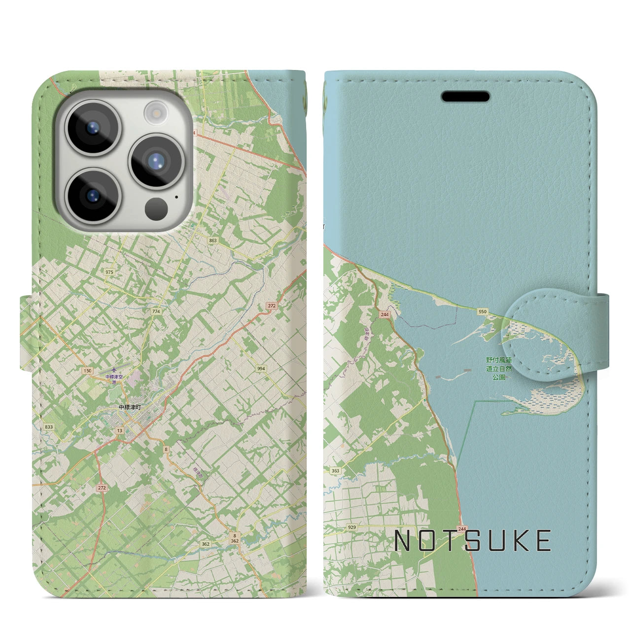 【野付（北海道）】地図柄iPhoneケース（手帳タイプ）