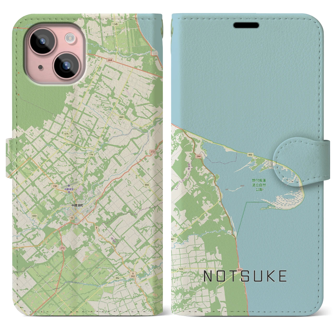 【野付（北海道）】地図柄iPhoneケース（手帳タイプ）