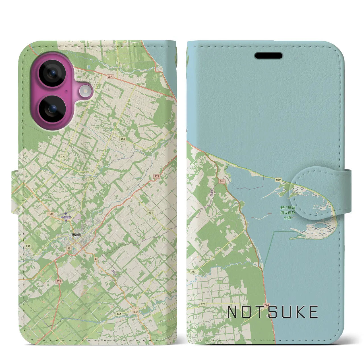 【野付（北海道）】地図柄iPhoneケース（手帳タイプ）