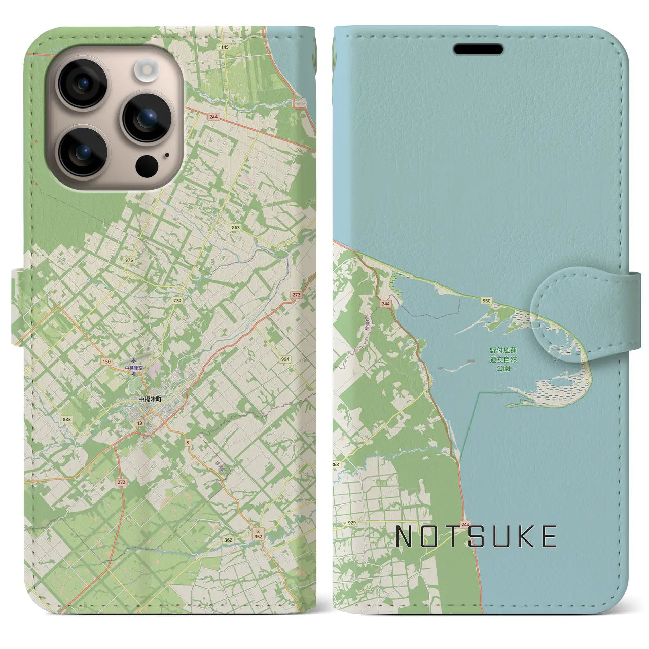 【野付（北海道）】地図柄iPhoneケース（手帳タイプ）