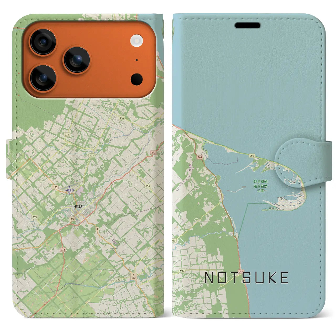 【野付（北海道）】地図柄iPhoneケース（手帳タイプ）