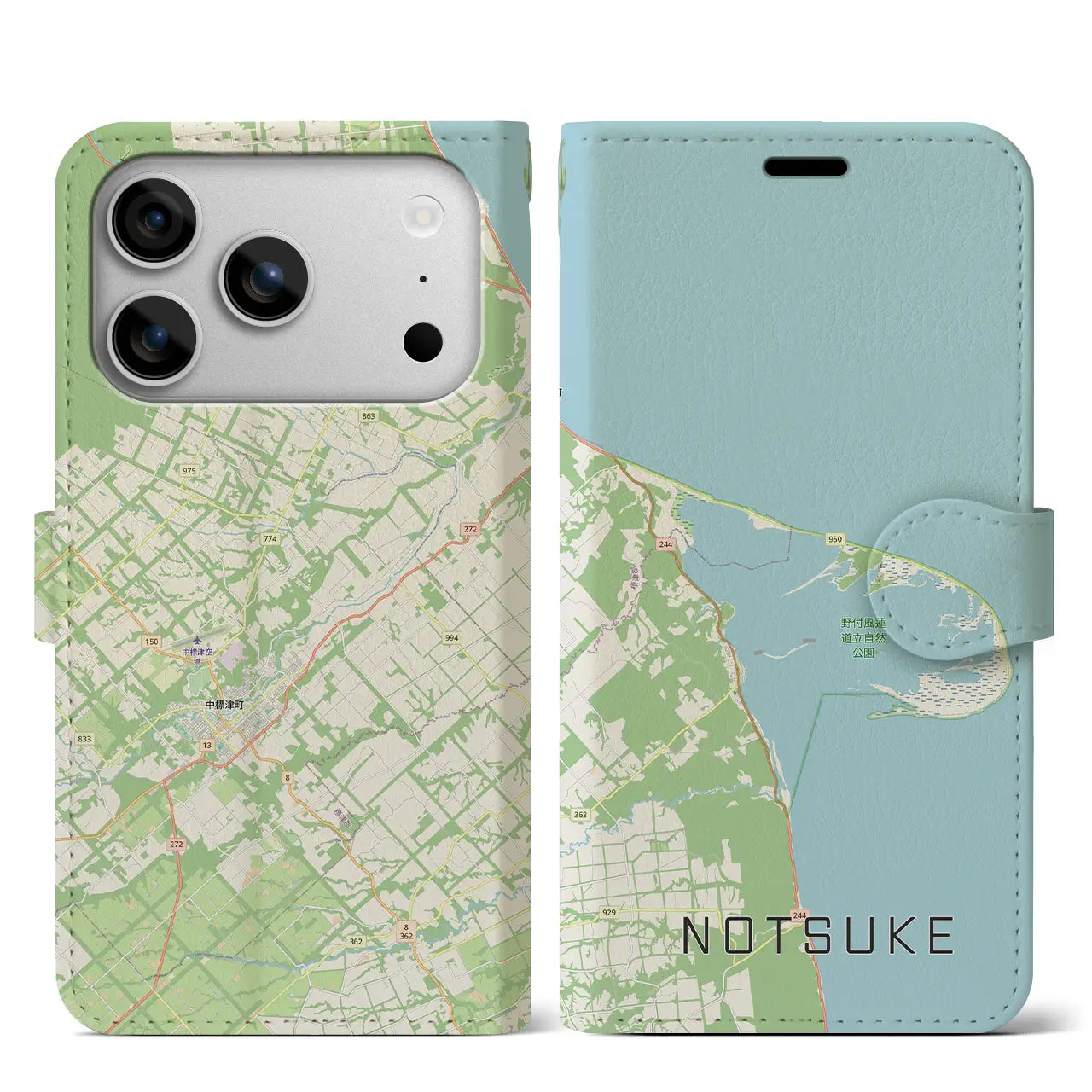 【野付（北海道）】地図柄iPhoneケース（手帳タイプ）