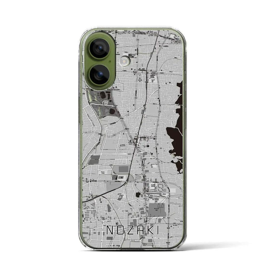 【野崎（大阪府）】地図柄iPhoneケース（クリアタイプ）モノトーン・iPhone 17 Pro Max 用