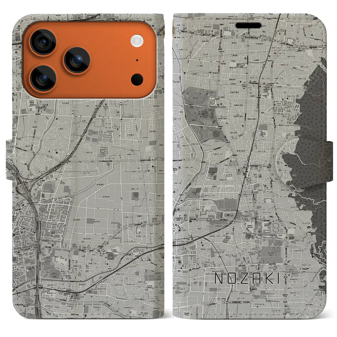 【野崎（大阪府）】地図柄iPhoneケース（手帳タイプ）