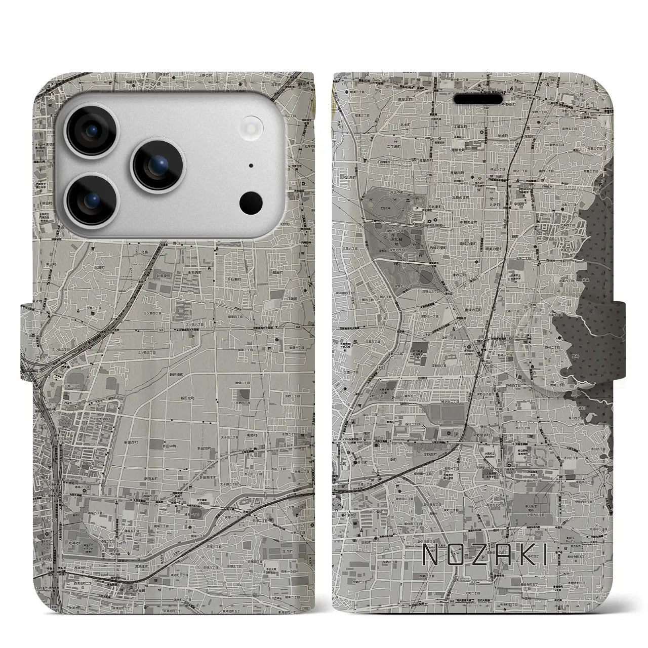 【野崎（大阪府）】地図柄iPhoneケース（手帳タイプ）