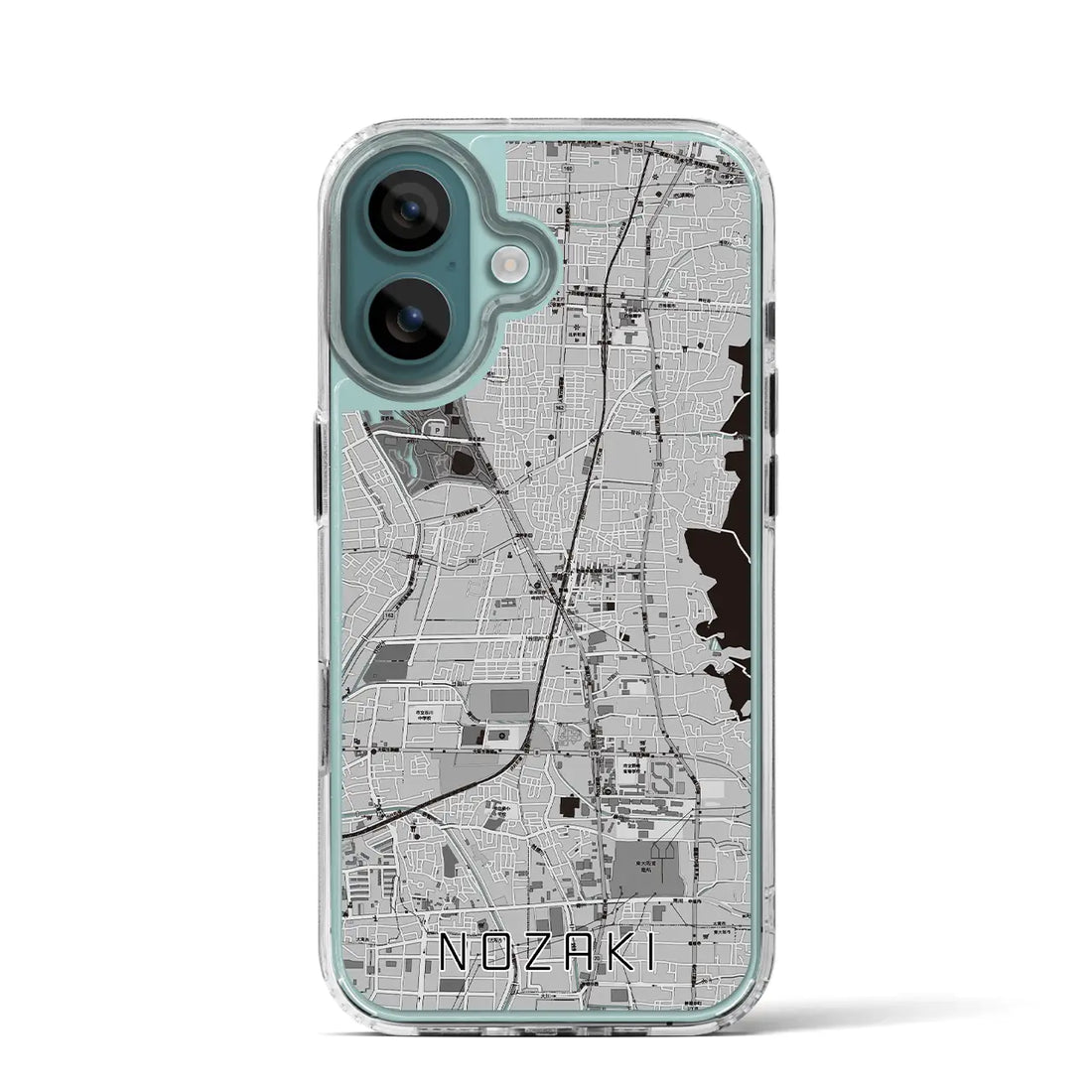 【野崎（大阪府）】地図柄iPhoneケース（MagSafeタイプ）モノトーン・iPhone 16 Pro 用