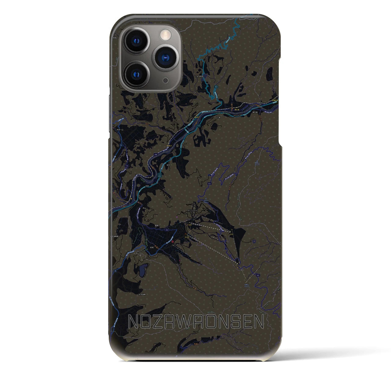 【野沢温泉（長野県）】地図柄iPhoneケース（バックカバータイプ）