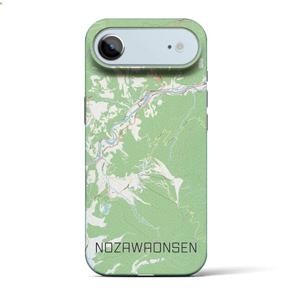 【野沢温泉（長野県）】地図柄iPhoneケース（バックカバータイプ）