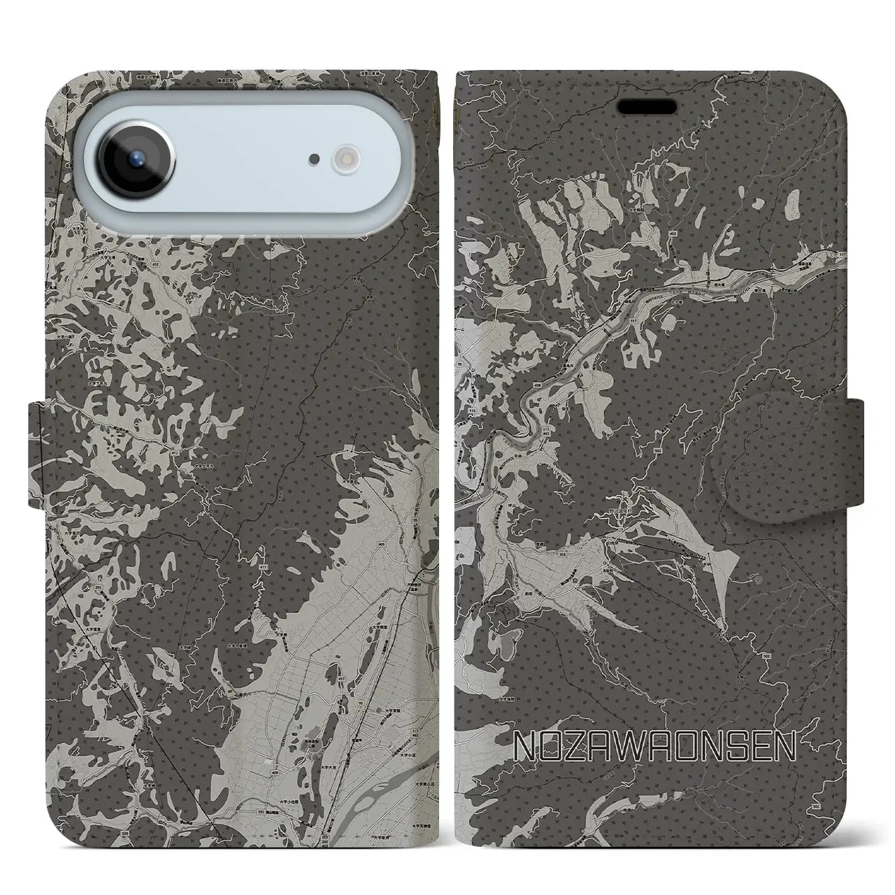 【野沢温泉（長野県）】地図柄iPhoneケース（手帳タイプ）