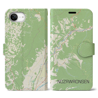 【野沢温泉（長野県）】地図柄iPhoneケース（手帳タイプ）