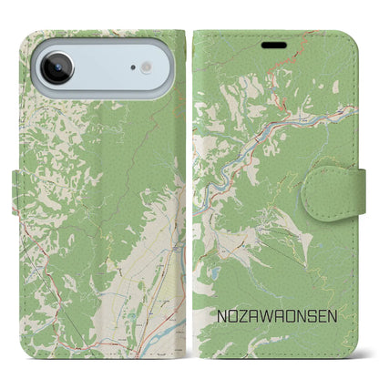 【野沢温泉（長野県）】地図柄iPhoneケース（手帳タイプ）