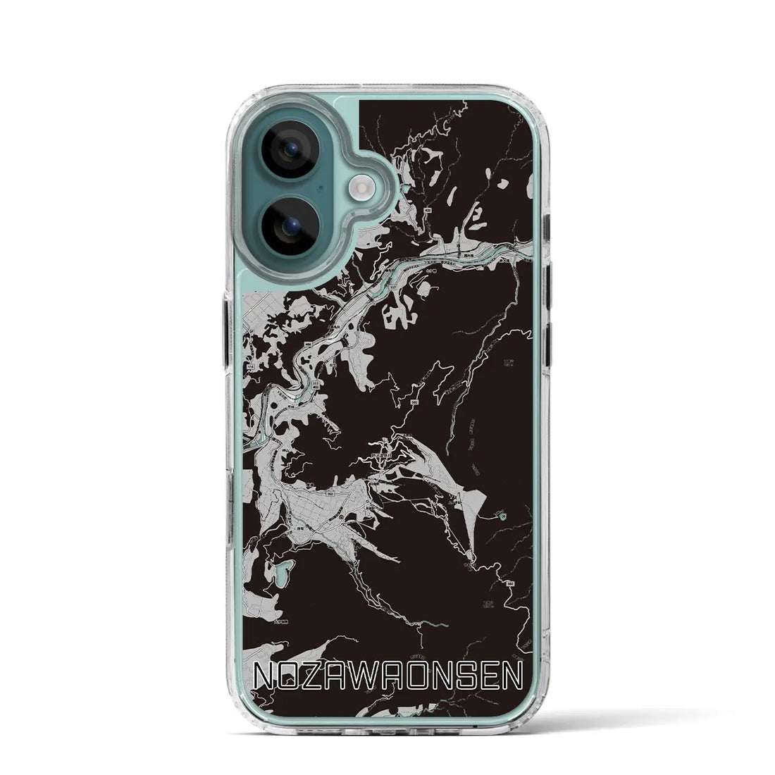 【野沢温泉(長野県)】地図柄iPhoneケース(MagSafeタイプ)モノトーン・iPhone 16 Pro 用