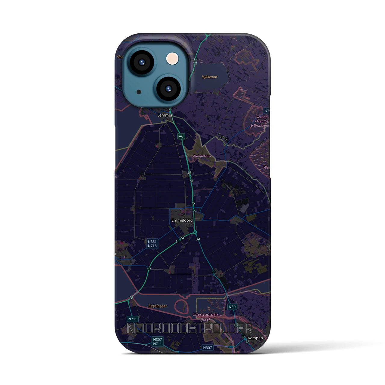 【北東ポルダー（オランダ）】地図柄iPhoneケース（バックカバータイプ）