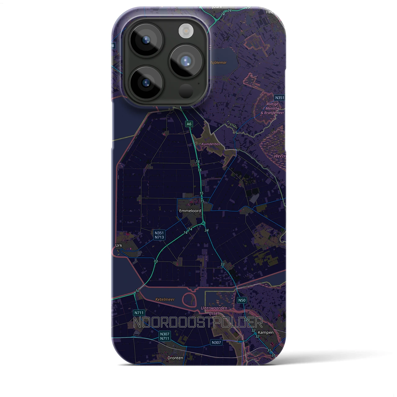 【北東ポルダー（オランダ）】地図柄iPhoneケース（バックカバータイプ）