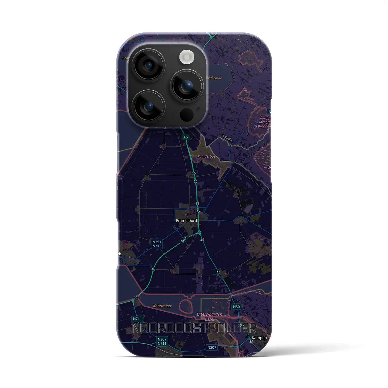 【北東ポルダー（オランダ）】地図柄iPhoneケース（バックカバータイプ）