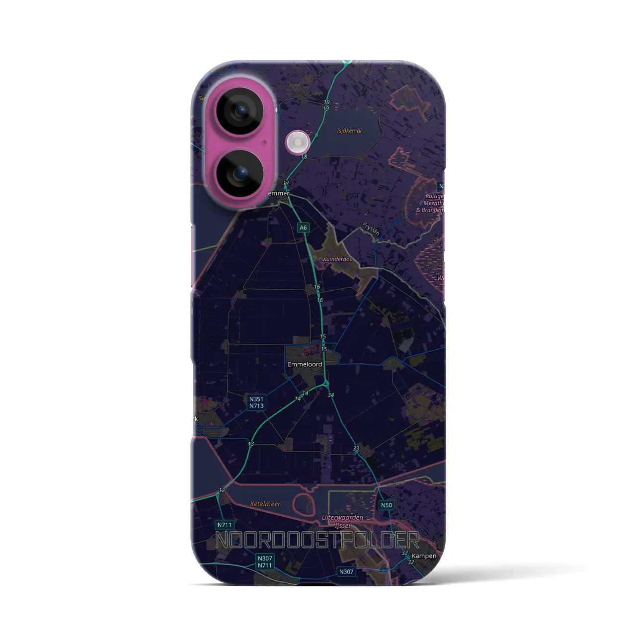 【北東ポルダー（オランダ）】地図柄iPhoneケース（バックカバータイプ）