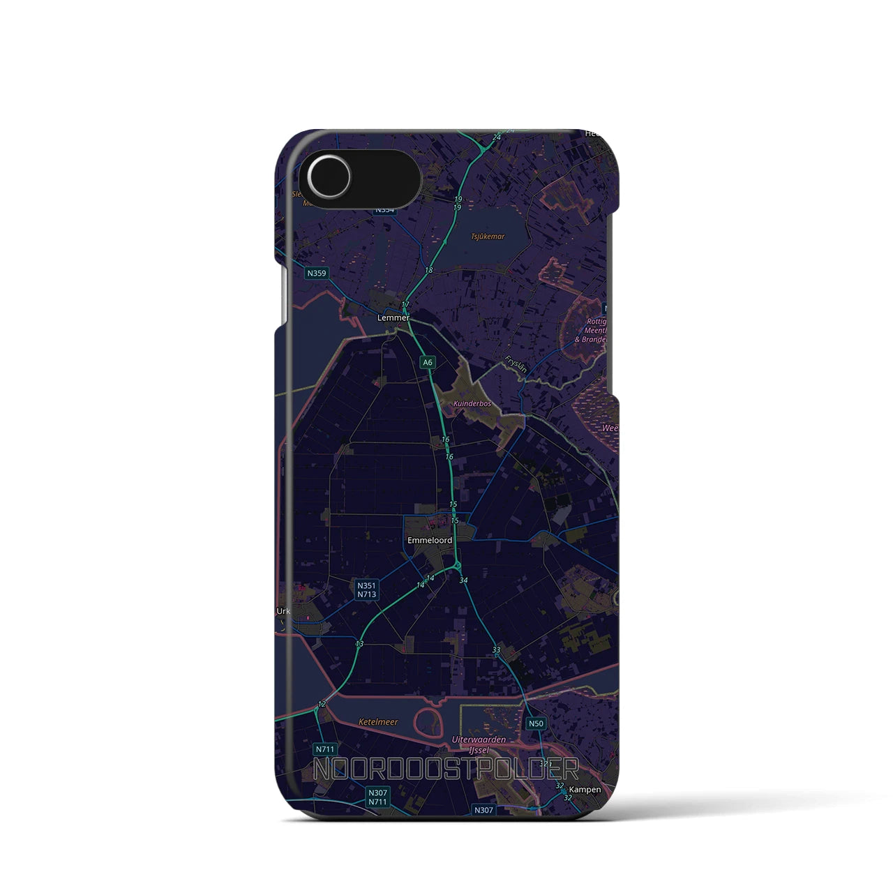 【北東ポルダー（オランダ）】地図柄iPhoneケース（バックカバータイプ）