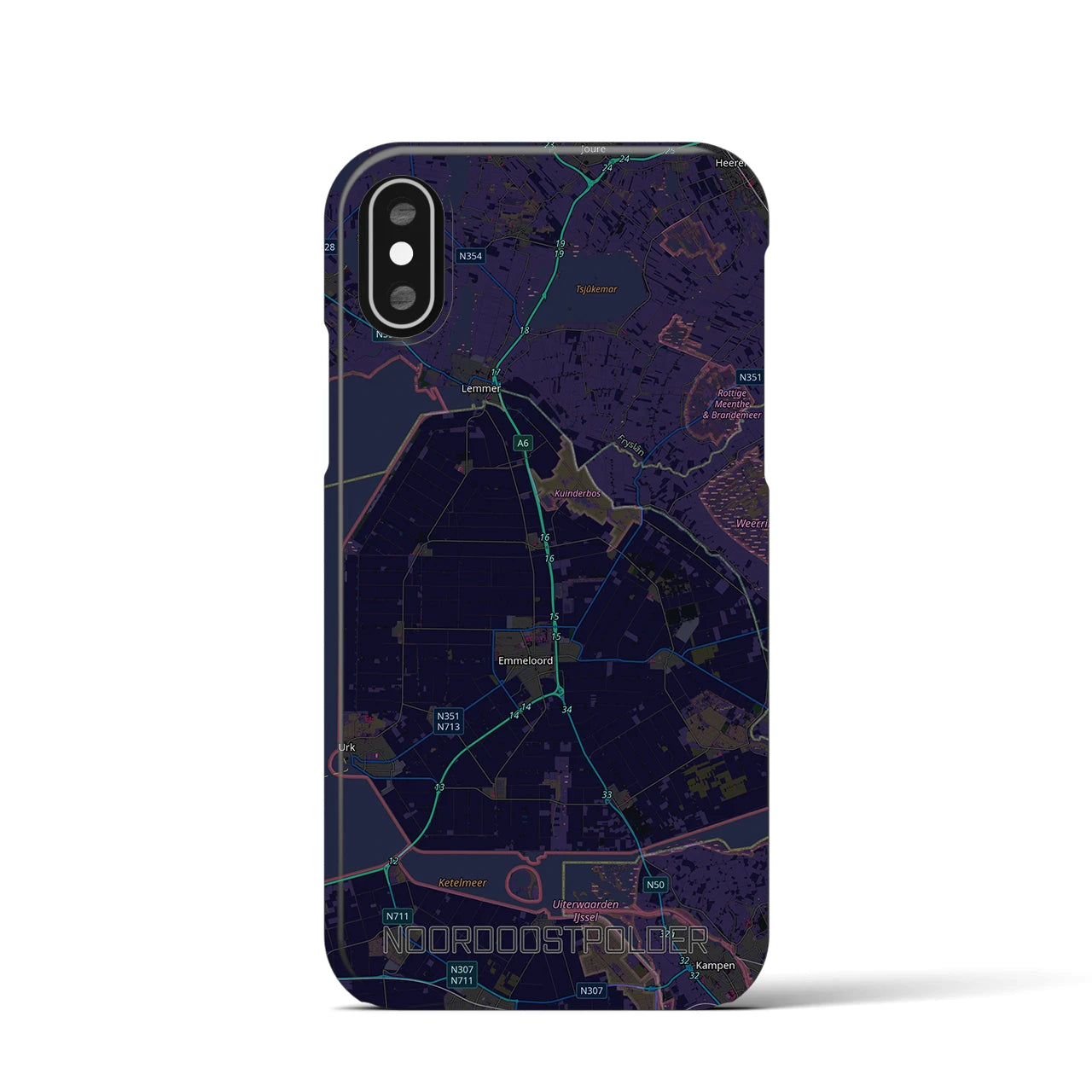 【北東ポルダー（オランダ）】地図柄iPhoneケース（バックカバータイプ）