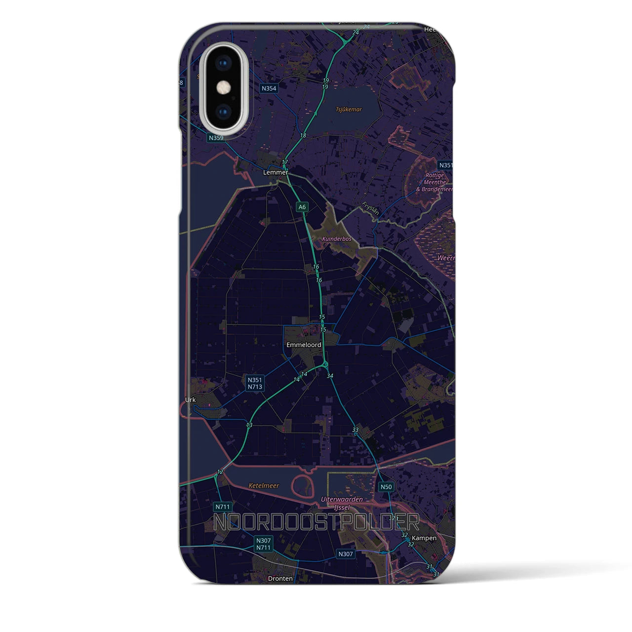 【北東ポルダー（オランダ）】地図柄iPhoneケース（バックカバータイプ）