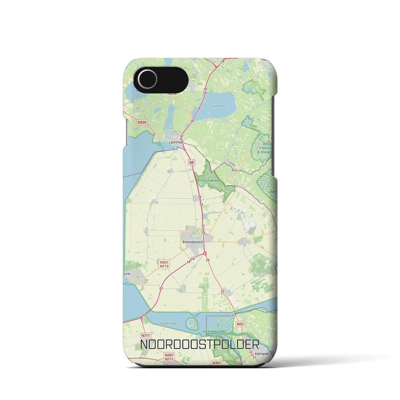 【北東ポルダー（オランダ）】地図柄iPhoneケース（バックカバータイプ）