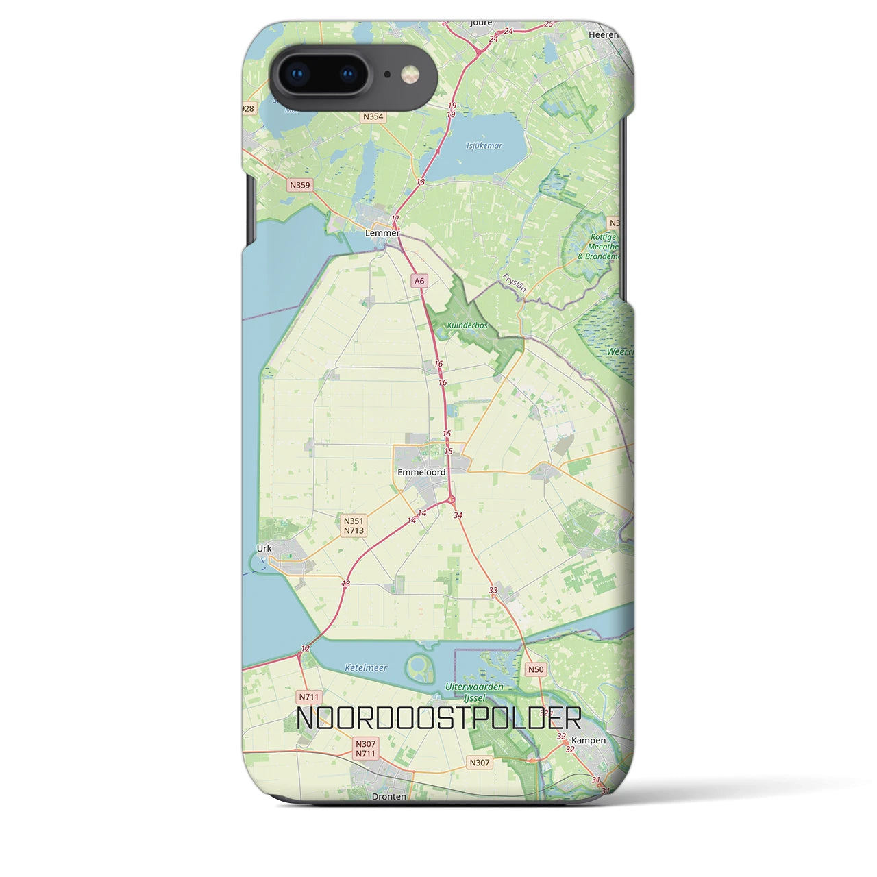 【北東ポルダー（オランダ）】地図柄iPhoneケース（バックカバータイプ）