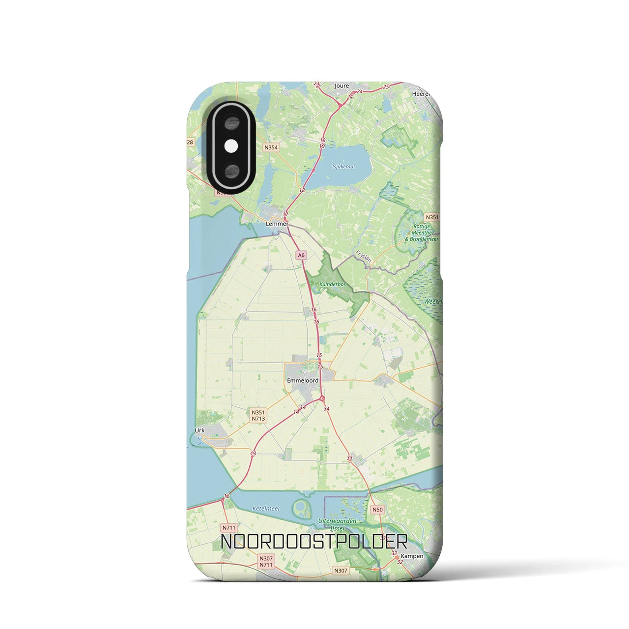 【北東ポルダー（オランダ）】地図柄iPhoneケース（バックカバータイプ）