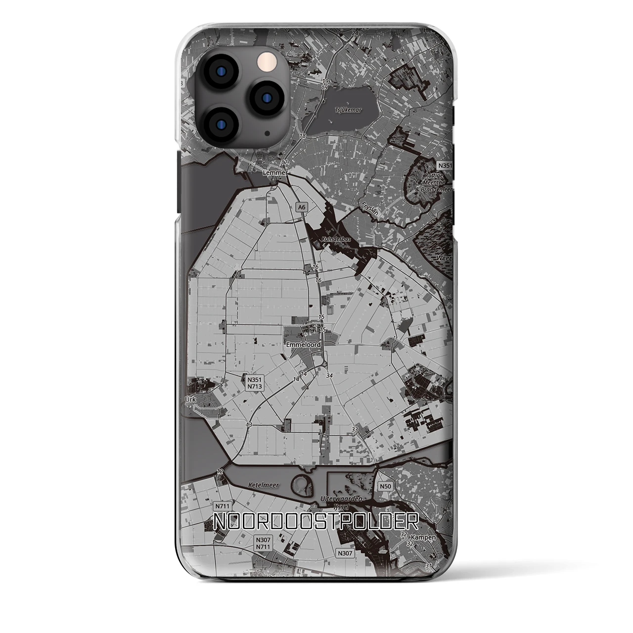 【北東ポルダー（オランダ）】地図柄iPhoneケース（クリアタイプ）