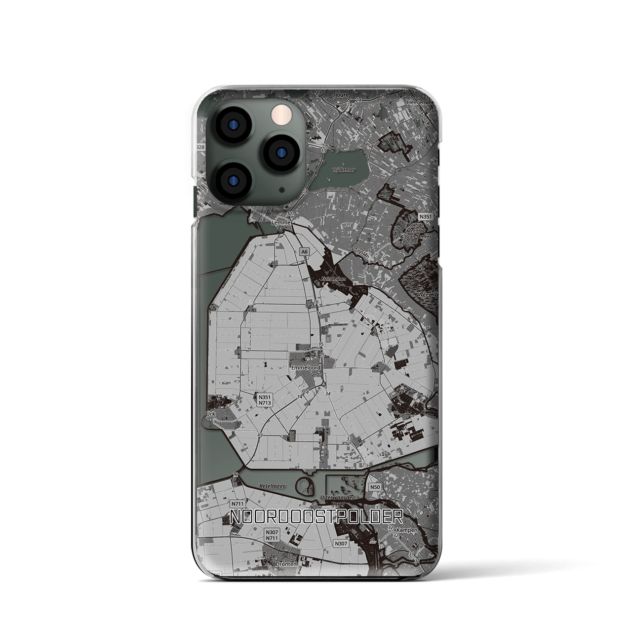 【北東ポルダー（オランダ）】地図柄iPhoneケース（クリアタイプ）