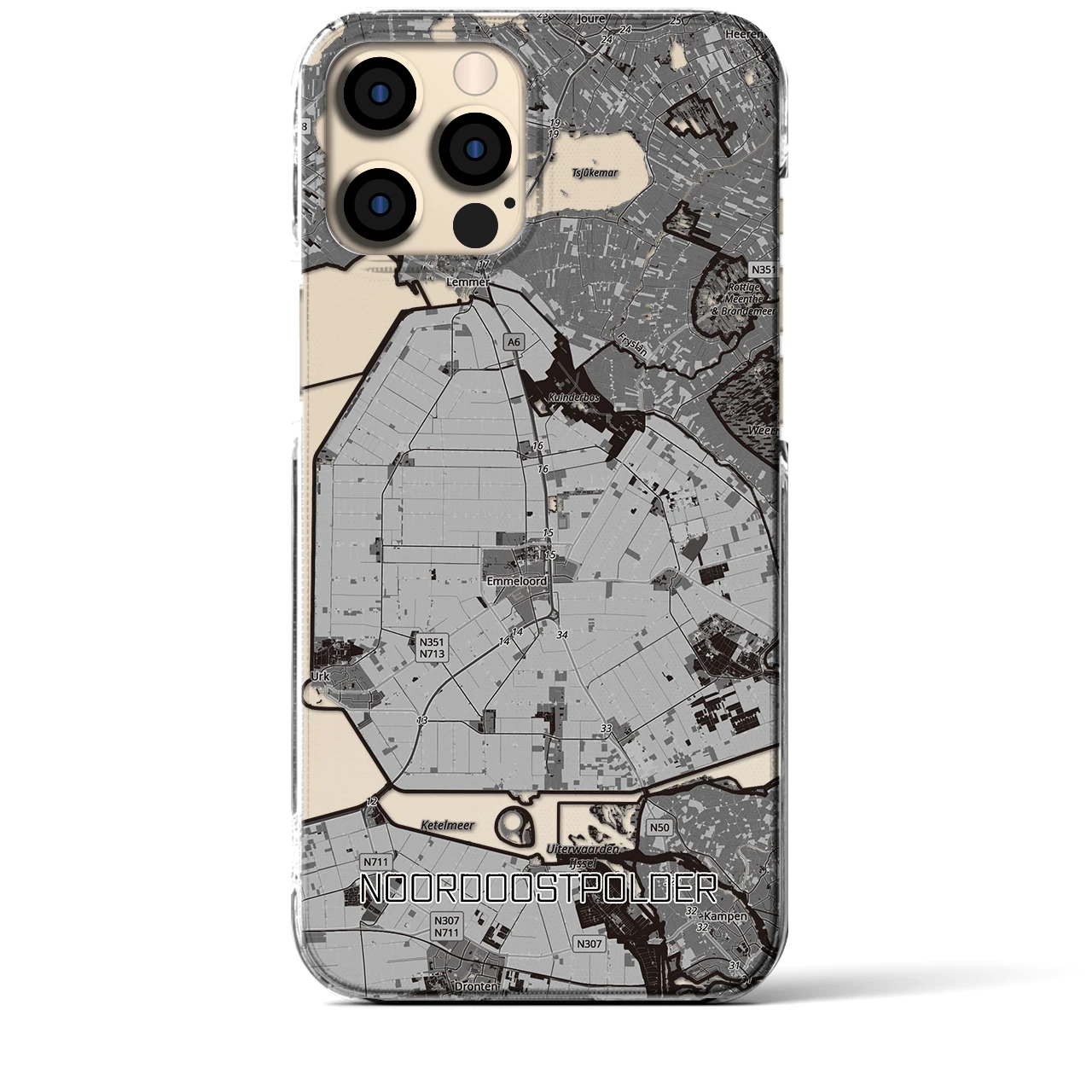 【北東ポルダー（オランダ）】地図柄iPhoneケース（クリアタイプ）