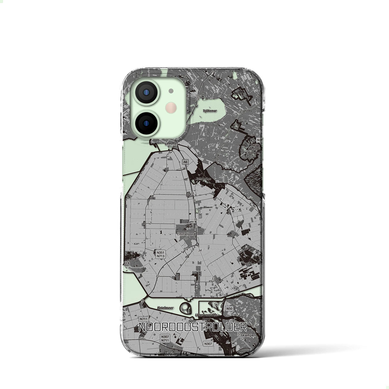 【北東ポルダー（オランダ）】地図柄iPhoneケース（クリアタイプ）