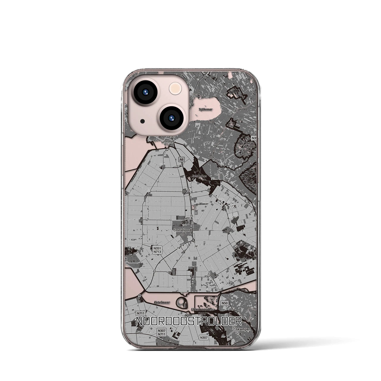 【北東ポルダー（オランダ）】地図柄iPhoneケース（クリアタイプ）