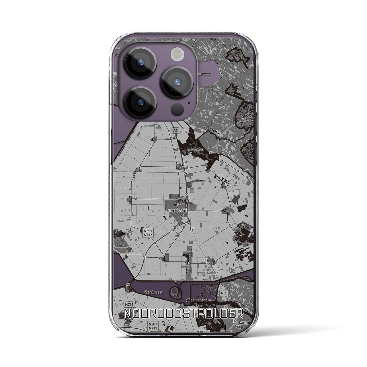 【北東ポルダー（オランダ）】地図柄iPhoneケース（クリアタイプ）