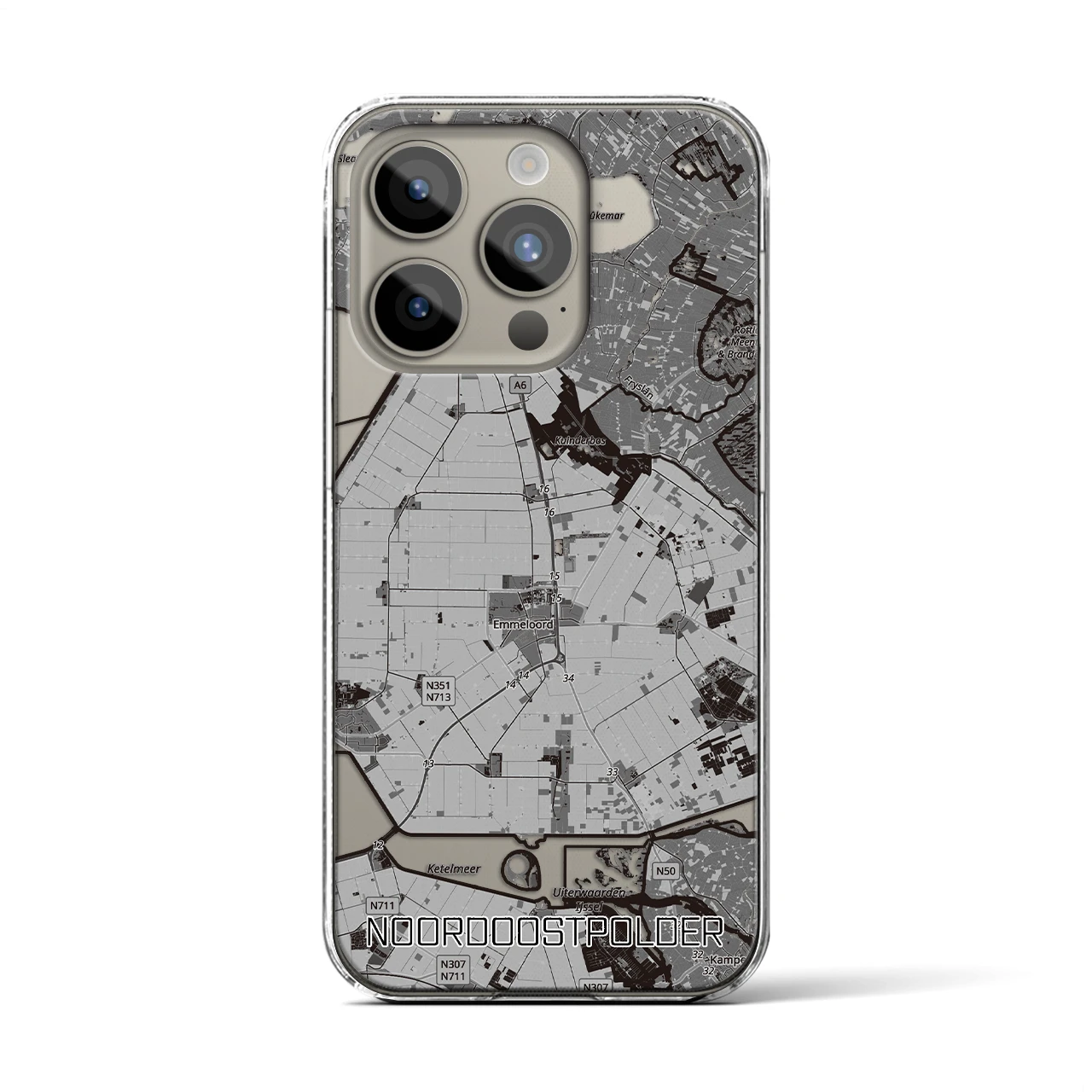 【北東ポルダー（オランダ）】地図柄iPhoneケース（クリアタイプ）