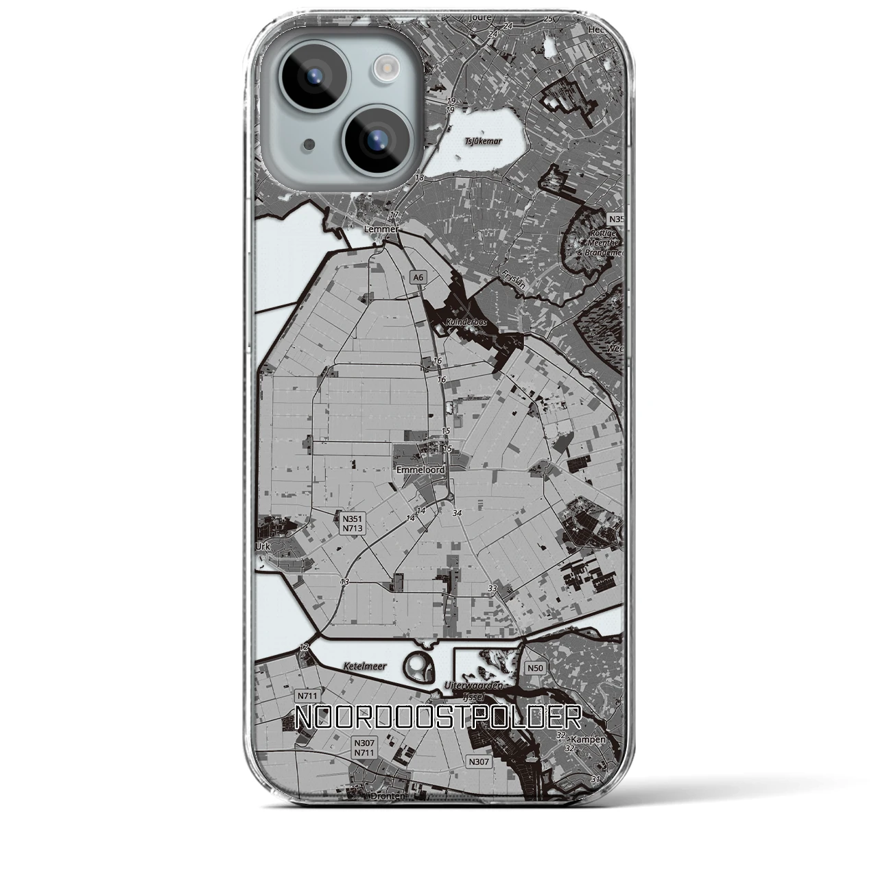 【北東ポルダー（オランダ）】地図柄iPhoneケース（クリアタイプ）