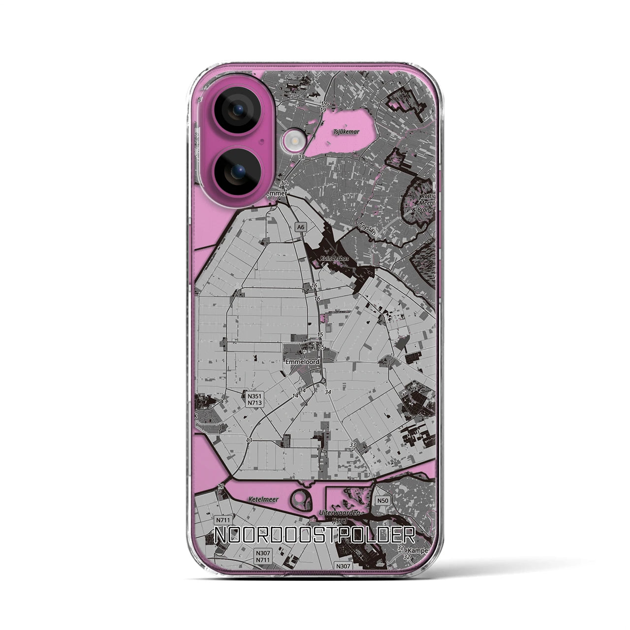 【北東ポルダー（オランダ）】地図柄iPhoneケース（クリアタイプ）