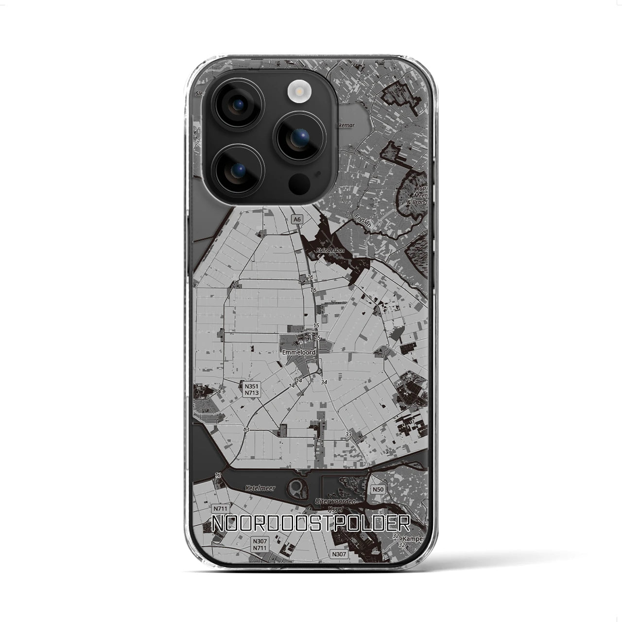 【北東ポルダー（オランダ）】地図柄iPhoneケース（クリアタイプ）