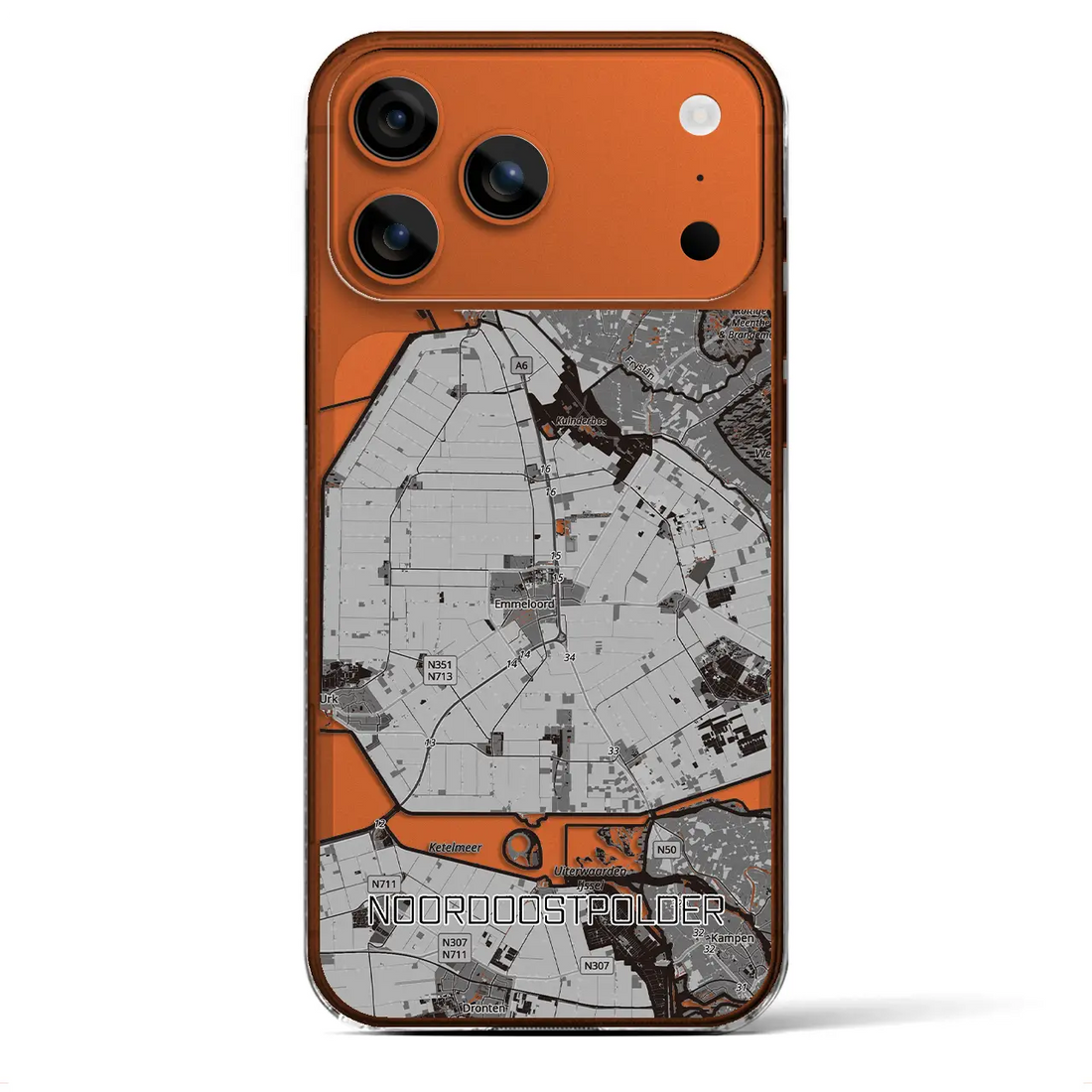 【北東ポルダー(オランダ)】地図柄iPhoneケース(クリアタイプ)モノトーン・iPhone 17 Pro Max 用