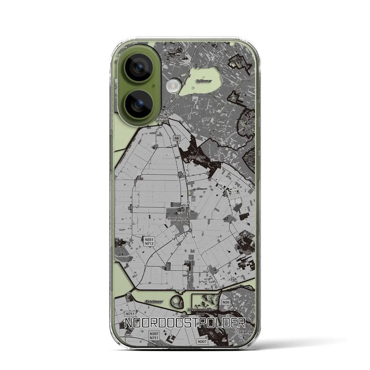 【北東ポルダー（オランダ）】地図柄iPhoneケース（クリアタイプ）