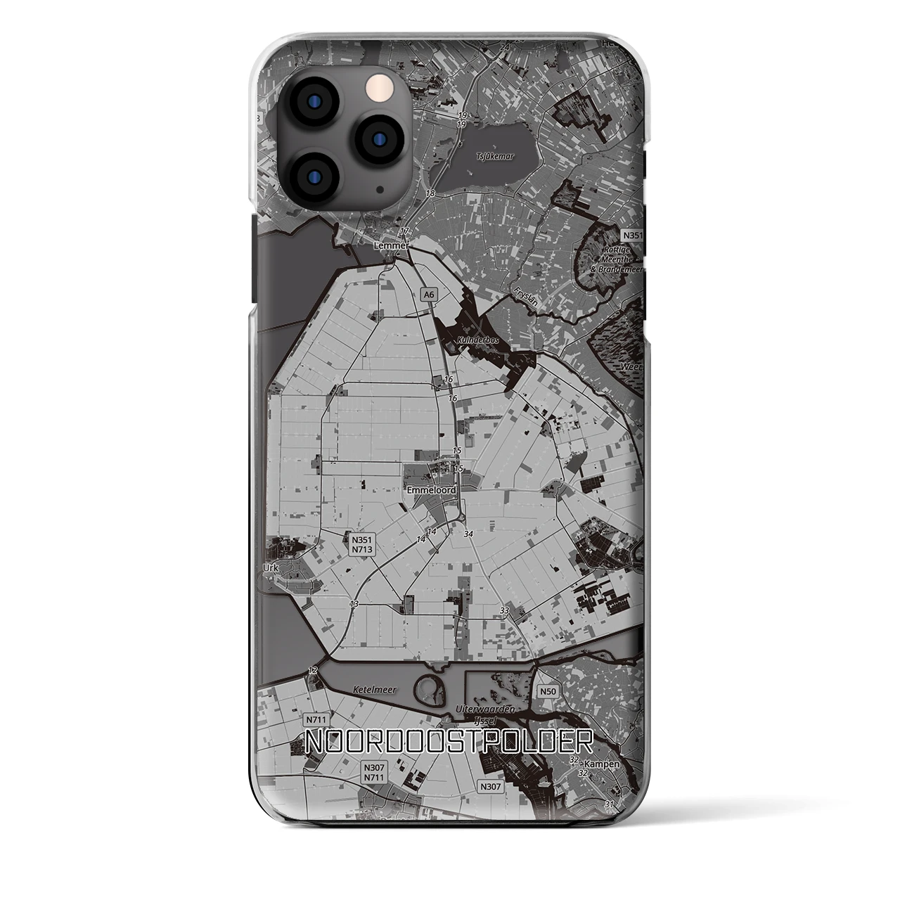 【北東ポルダー（オランダ）】地図柄iPhoneケース（クリアタイプ）