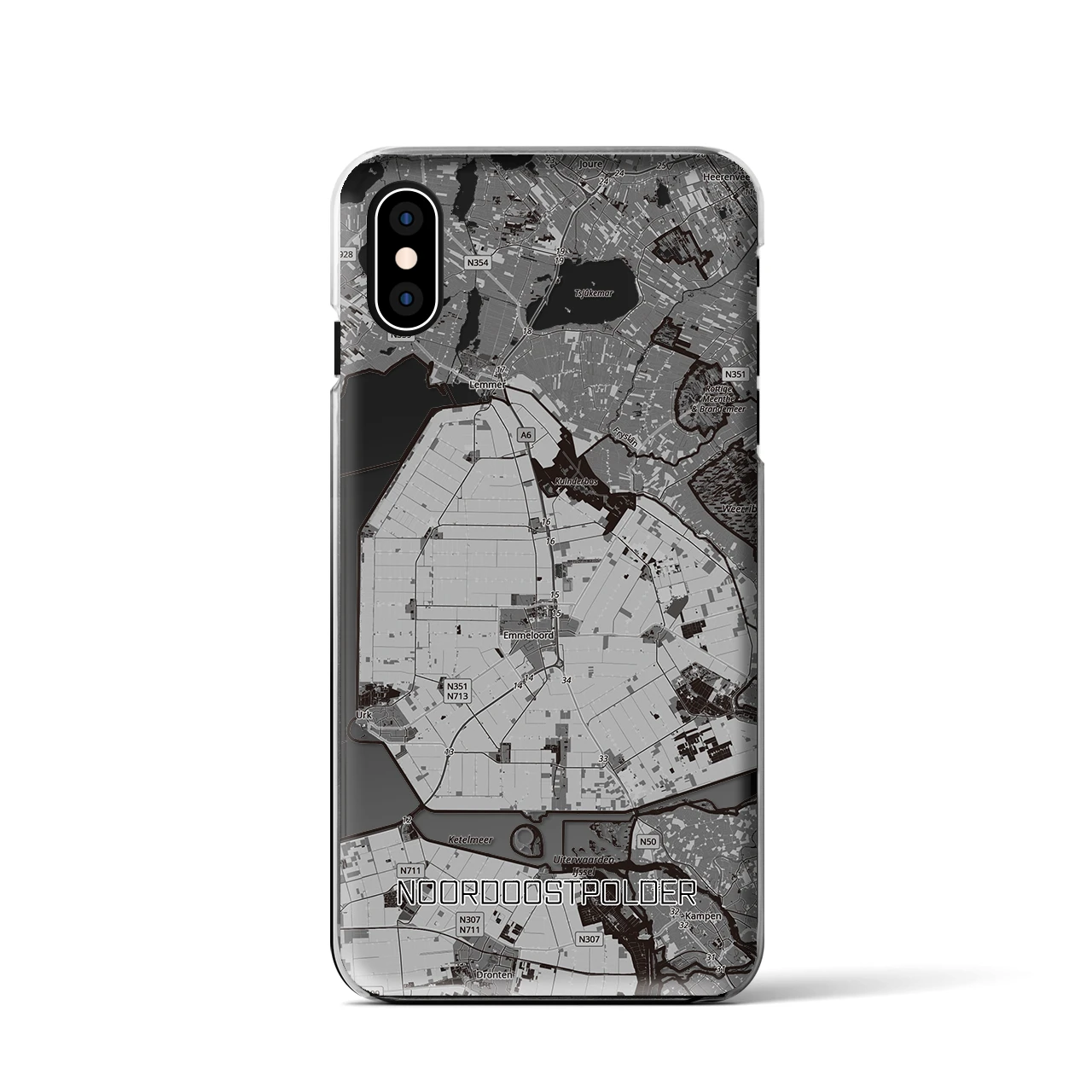 【北東ポルダー（オランダ）】地図柄iPhoneケース（クリアタイプ）