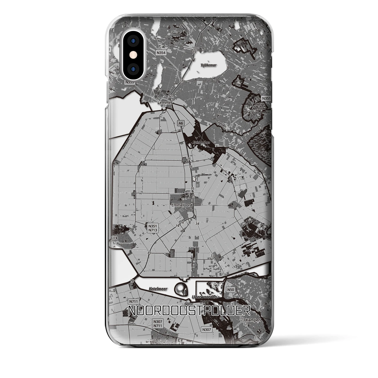 【北東ポルダー（オランダ）】地図柄iPhoneケース（クリアタイプ）