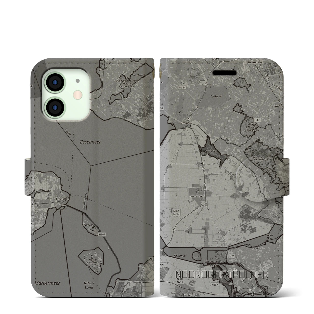 【北東ポルダー（オランダ）】地図柄iPhoneケース（手帳タイプ）