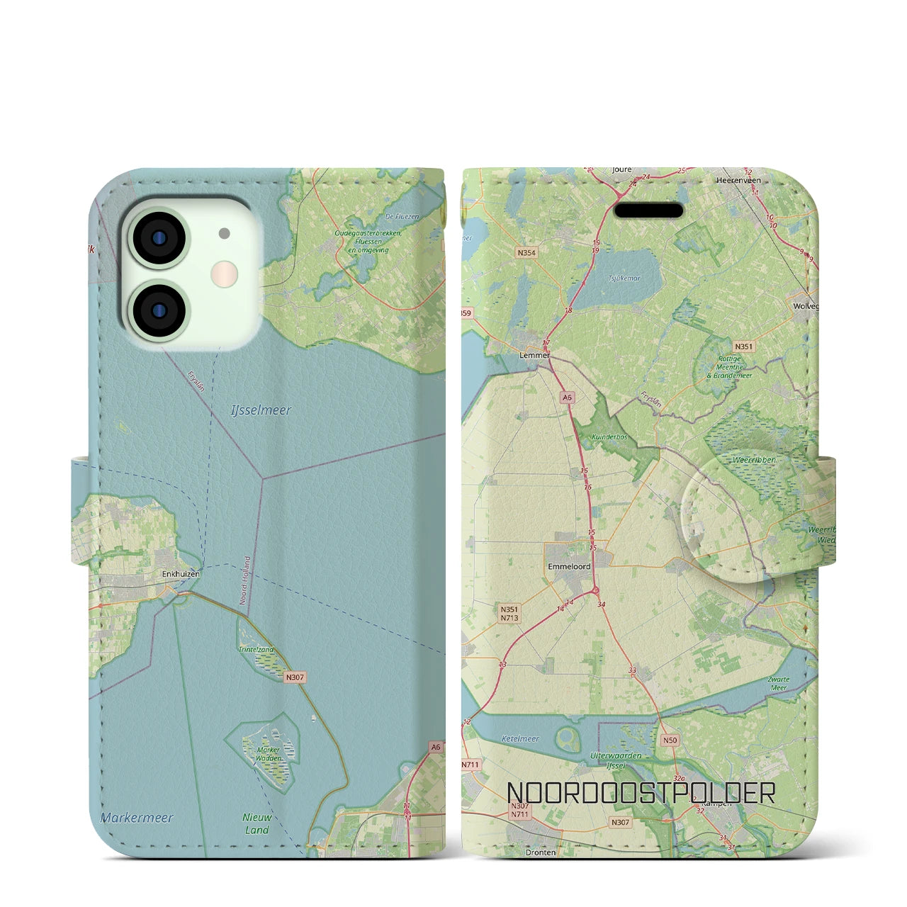 【北東ポルダー（オランダ）】地図柄iPhoneケース（手帳タイプ）