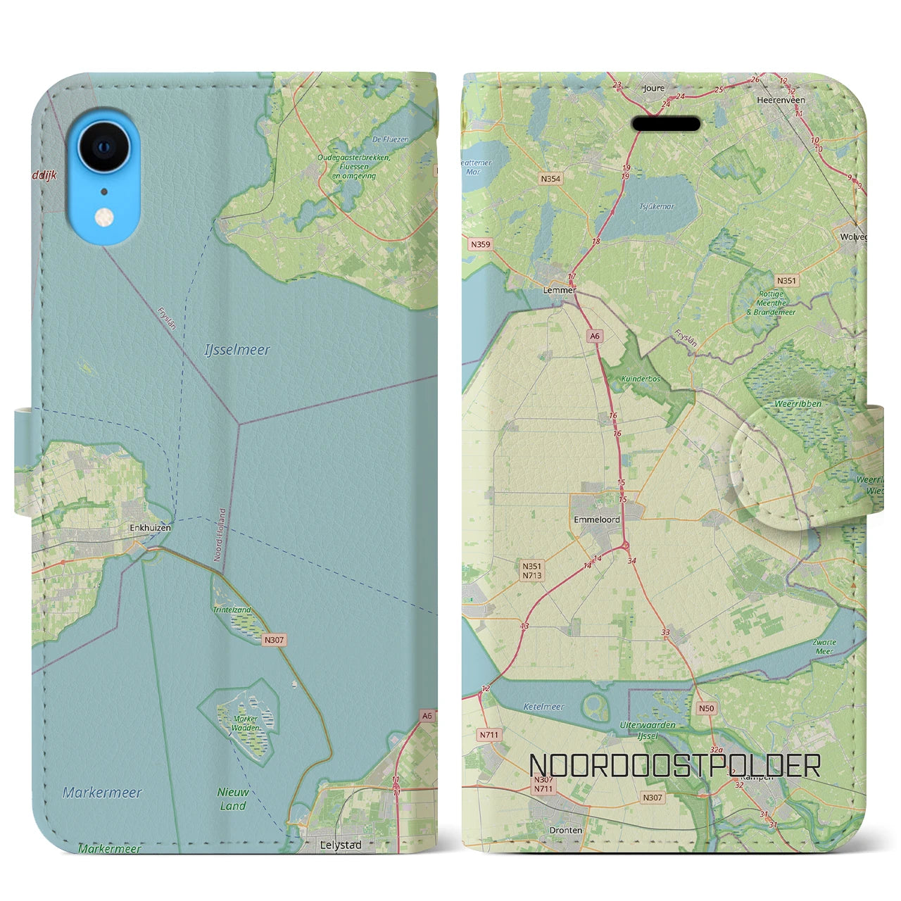 【北東ポルダー（オランダ）】地図柄iPhoneケース（手帳タイプ）