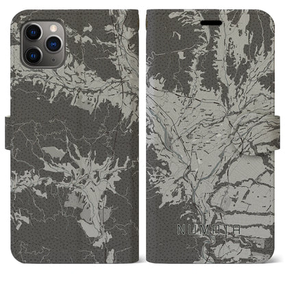 【沼田（群馬県）】地図柄iPhoneケース（手帳タイプ）モノトーン・iPhone 11 Pro Max 用