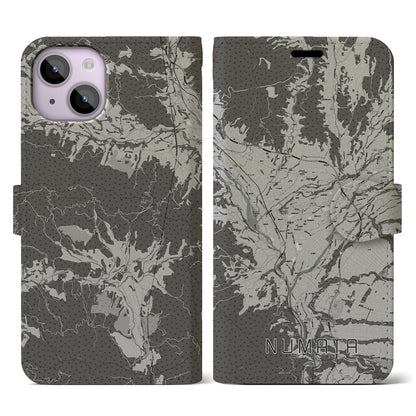 【沼田（群馬県）】地図柄iPhoneケース（手帳タイプ）モノトーン・iPhone 14 用